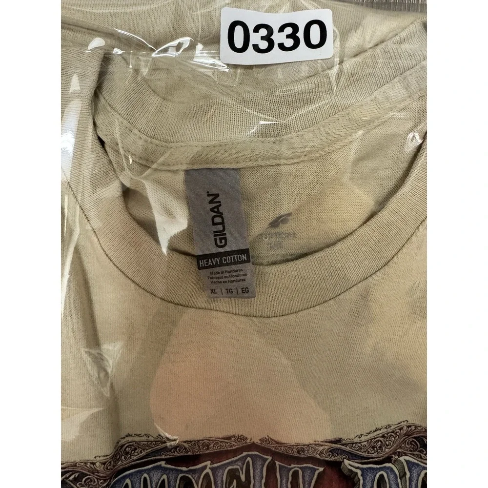 Grateful Dead T-Shirt XL Cream Skull & Roses 2018 Gildan Heavy Cotton‎ Men's Tee